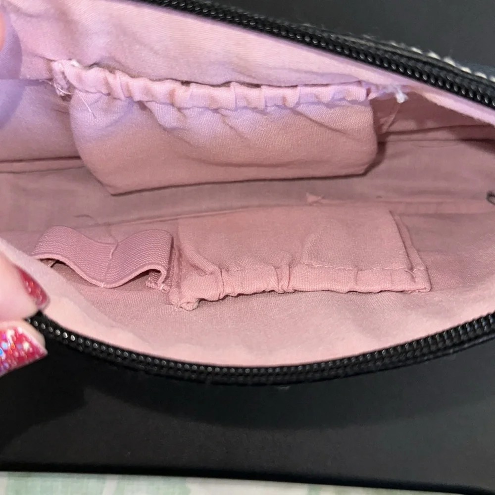 “K” initial black & pink wristlet, makeup, toiletry, cosmetic bag - Picture 7 of 8